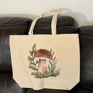 Mushroom Print Cream Tote Bag